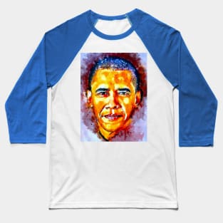 Watercolor Obama Baseball T-Shirt